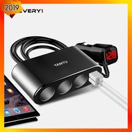 YANTU B08 LED Triple Car Charger Adapter 12V-4V With Dual Power USB Charger