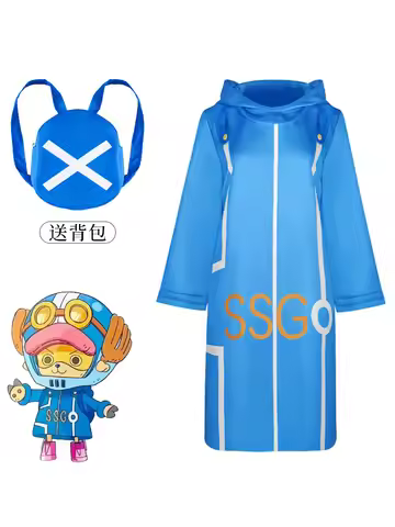 Movies Turtle Island Tony Tony Chopper Thousand Sunny Cosplay Costume Blue Hooded Robe Coat Backpack