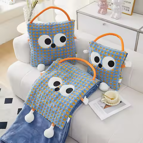 4 in 1 Throw Pillow Blanket Flannel Zipper Folding Travel Blanket Pillow Blanket For Car Office Blan