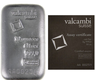 10 oz Silver Bar - Valcambi (with cert)