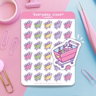 Grocery Cart Household Chores Cute Icons Matte Planner Stickers by Appleprints