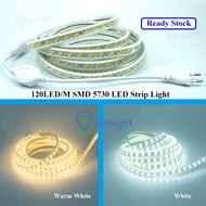 Lampu Jalur LED 120LED/M SMD 5730 LED Strip Light AC 220V With Power Plug IP65 Waterproof LED Light 