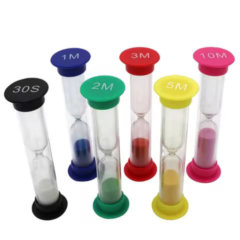 6Pcs Plastic Sand Timer, Colorful Small Hourglass Colorful Plastic Hourglass Set, 30sec/1min/2mins/3