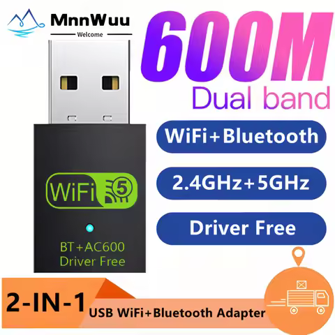2 in 1 USB WiFi Bluetooth Adapter 600Mbps Dual Band USB Wifi Dongle Adapter USB Bluetooth Adapter Wi