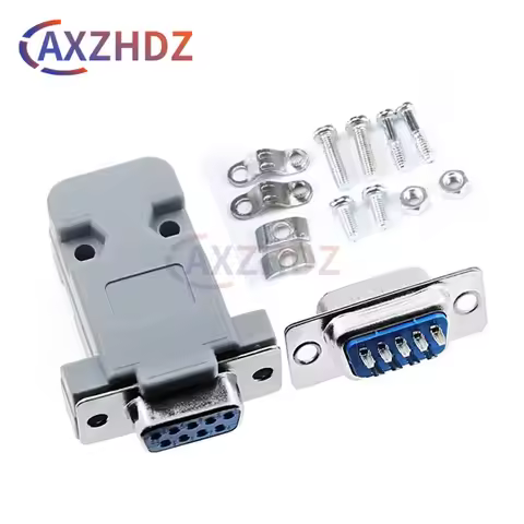 5 Set Serial Port Connector RS232 DB9 Female Socket Plug Connector 9 Pin Copper RS232 COM Adapter Wi