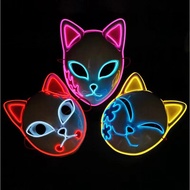 Halloween Demon Slayer Luminous Mask Luminous Cat Face Props Luminous LED Rabbit Shape