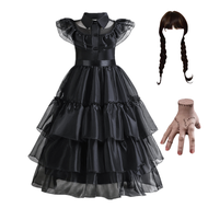NNJXD Cosplay Costumes Dresses For Girls Tulle Full Dress The Adams Family Wednesday Halloween Costu