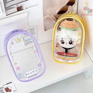 AVUKA 10cm Transparent Doll Bag, Clear Cartoon Design Doll Storage Bag, Kawaii PVC Zipper Cute Outdo