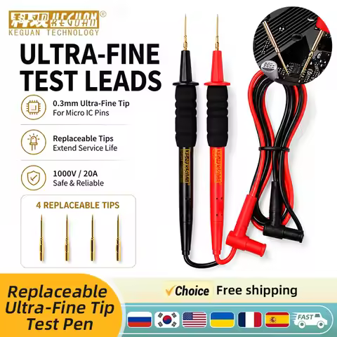 KEGUAN D80T Super Sharp Multimeter Probe Test Leads Kit 4 Extra Needle Tips Anti-slip Grip For Elect