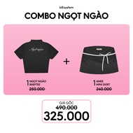 [SET VÁY ÁO] 1 Áo Babytee Ngọt Ngào + 1 Chân váy AMee Kẻ Đen thắt nơ Taiduc Store