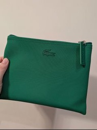 經典鱷魚標誌 Lacoste  綠色斜紋 化妝袋 旅行收納包 green logo pouch makeup bag