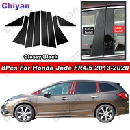 8Pcs Glossy Piano Black/Carbon Fiber Auto Car PC Material Window Door Decal B C Pillar Post Cover St