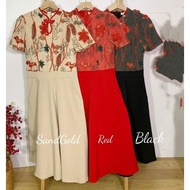 ladies elegant flora dress cayra couture dress 高品独特绣花旗袍领连身裙