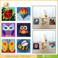 [Ihoce] Latch Hook Kits Crochet Yarn Kits, diy work Crocheting Rug Yarn Cushion Embroidery Carpet Se