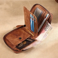 Men's Wallet Color Erasing Purse Head Layer Cowhide Zipper Multi Card Functional Short Leather Wallet 2023 Newtrfd