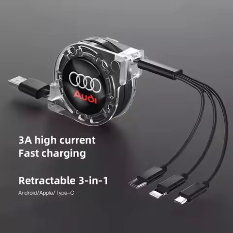 3 In 1 Micro USB Type C Charging Cable Multi Charger For Audi A1 A2 A3 A4 A5 A6 A7 A8 Q1 Q2 Q3 Q4 Q5