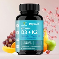 Vitamin D+K Complex Soft Capsules, 100 capsules, 000 IU, D + 10 MCG, K, contains quercetin, zinc, ma