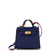 Hermès Blue Encre Tadelakt Micro Mini Twilly Kelly Bag Charm Gold Hardware, 2022