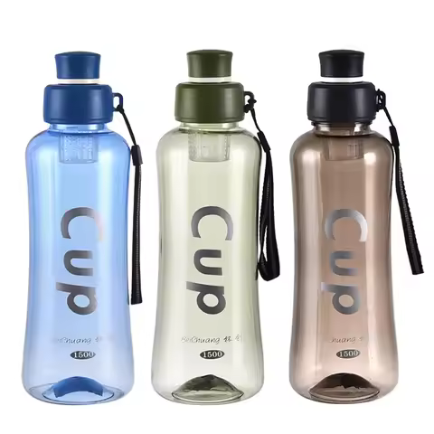 1500ML Water Bottle Motivational Sport Water Bottle Leakproof Bottles Drinking Outdoor Travel Gym Fi