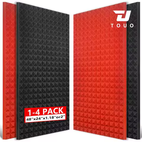 TOUO 1-4Pack Acoustic Panels Soundproof Foam Pyramid 47.2"x23.6" Wall Dampening for KTV, Living Room