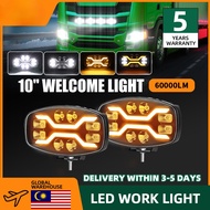 LED 12V 24V JUMBO 10" 320 Spotlight Lorry Bar Light Atas Roof Vial White Yellow 4X4 Trailer Full Day
