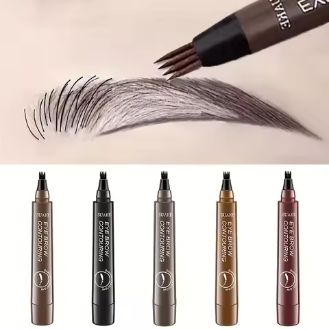 Waterproof Eyebrow Pen, Microblading Eyebrow Pencil With 4 Split Head, Natural Looking Brows Makeup 