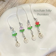 Premium initial tulip keychain Cute initial keychain/ Initial keychain/