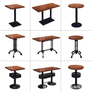 Western Restaurant Small Round Table Hotel Bar Noodle Shop Solid Wood Retro Commercial Negotiation S