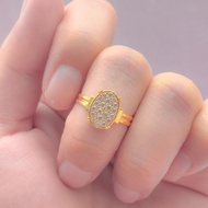 cincin emas asli kadar 700 70% 16k permata oval petak kotak 1 gram shb - oval