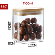 KENJI Toples Kaca Estetik Premium Kopi Teh Snack Bumbu Kacang Tutup Kayu Kedap Udara Serbaguna