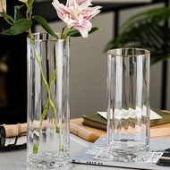 Light Luxury Gold Painting Transparent Glass Vase Dried Flower Living Room Flower Vase Ornament Decoration Creative Simp