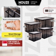 [HOUZE] 'STRONG' Smoke Grey Storage Box 4 Sizes [30L | 44L | 75L | 100L] [Stackable | Durable]