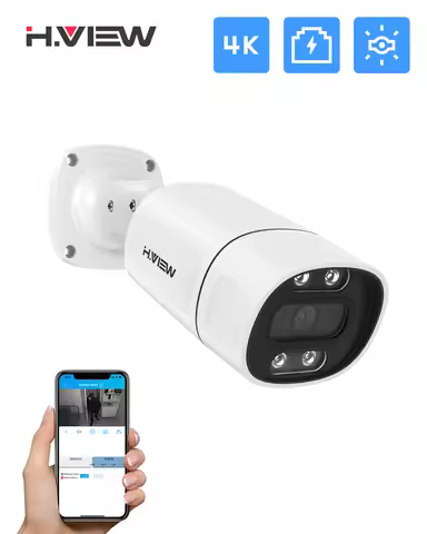 H.View 5Mp 8Mp 4K Ip Camera Poe Ai Face Detection Cctv Security Cameras H.265 Outdoor Audio Video Su