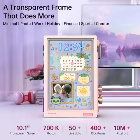 Divoom Times Frame 10.1'' Gaming Screen WiFi Smart HD Pixel Display, DIY Clock, Crypto/Stock Ticker,