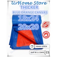 SIZE 20X20 / 18X24 Blue Orange Water Resistance Waterproof Flexible Sheet Canvas Tarpaulin Sheet Canvas Ready Made