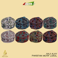 Peci Kopiah Rajut PAKISTAN Lokal Abu Biru Cokelat Hitam Hijau Merah dan Putih Motif Full Bordir Ukur