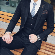GUKENRO 3PCS Blazer for Men (suit vest pants) 2025 Male Blazer Korean Formal Evening Dinner Office O