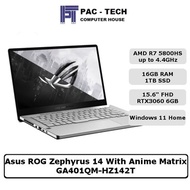 Asus ROG Zephyrus G14 With Anime Matrix | R7 5800HS | 16GB | 1TB SSD | RTX3060 | 14 FHD | 2 Year