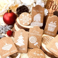 50PCS Christmas Kraft Paper Tags DIY Crafts Hang Tag with Rope Labels Gift Wrapping Supplies Christmas Decor