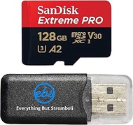 Everything But Stromboli SanDisk Micro 128GB Extreme Pro Memory Card Works with Insta360 ONE RS 1-Inch 360, One X3 Action Camera (SDSQXCD-128G-GN6MA) Bundle with (1) MicroSD Card Reader