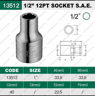 SATA 1/2" Dr. 12Pt. Socket SAE & Metric 5/16" to 1-1/4" 8MM-32MM Sata Tools Soket 1/2" Inch Dengan M