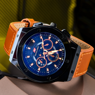 Jam Tangan Kasual Pria Dewasa Terbaru Strap Kulit Tampilan Dial Keren Fashion Korea