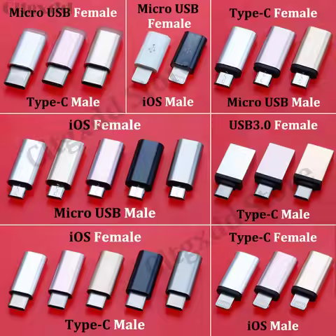 1Piece Micro USB 3.0 Type-C IOS Connector Male To Female Converter Adapter Plug For iPhone X 8 7 6 P