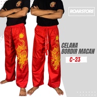 Celana Pakaian Silat Bordir Komprang Pangsi Motif Gambar Macan Harimau Tebal Ukuran Dewasa