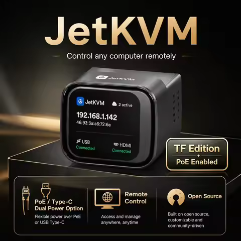 JetKVM PoE USB Type C KVM over IP Remote KVM Switch HDMI Capture Wake on LAN USB Control 32GB TF Car