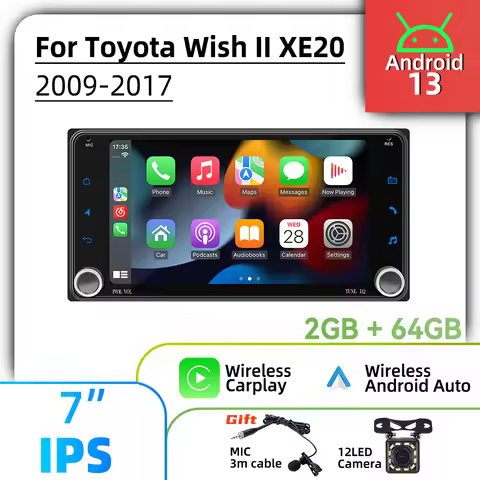 Car Multimedia 7" Screen Stereo for Toyota Wish 2 II XE20 2009-2017 Wireless Carplay Autoradio 2 Din