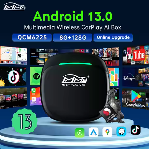 MMB Max 5.0 Smart Box CarPlay Wireless Android Auto AI Box Andriod13 TV Box QCM6225 8Cores 8+128G TF