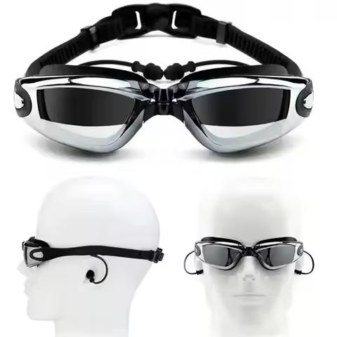 Black 3D Swimming Goggles Myopia 200-450 Frame High-Definition Soft Silicone Waterproof Anti Fog Swi