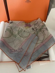Hermes 愛馬仕 自行車圖案 絲巾 輕紗70x70