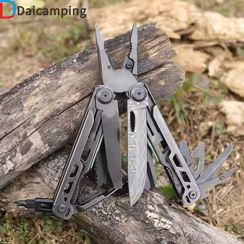 Daicamping DL13 Damascus Steel Knive Scissors Outdoors Tools Long Nose Pliers EDC Multitools Multi F